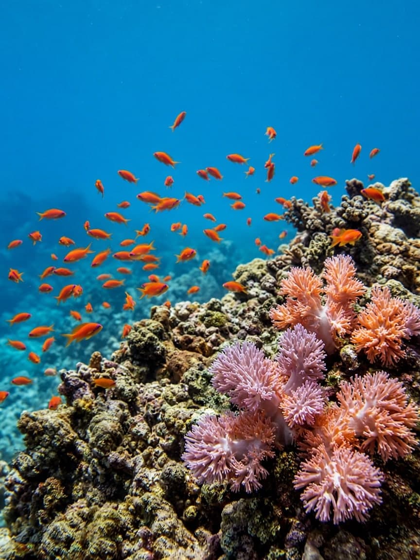 Marine life over a Red Sea reef.