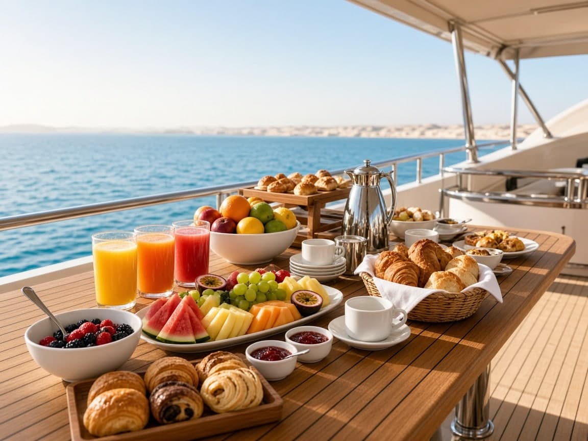 Breakfast served on the deck.
